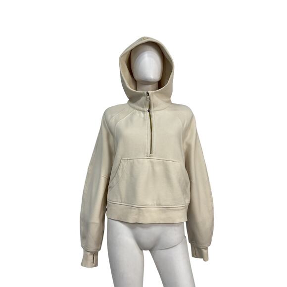 Lululemon 'Scuba' Cream Cotton Oversized Half-Zip Hoodie Size M/L - Picture 1 of 3